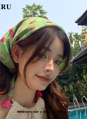 春夏田园风女吊坠丝巾头巾