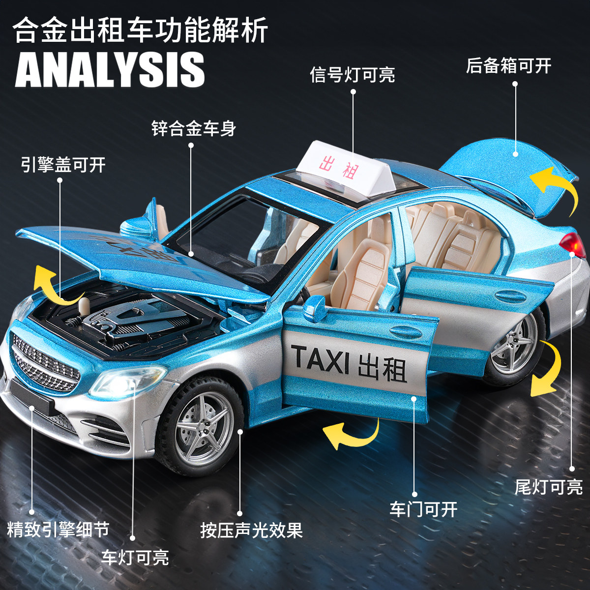 大号出租车儿童玩具仿真合金的士六开门汽车模型男孩轿车收藏摆件,淘宝优惠券,粉丝福利购,淘宝优惠卷