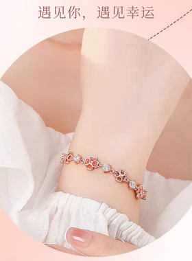 女925银玫瑰金镶钻轻奢小众手链
