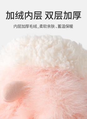 冬季加绒防寒可挂脖连指手套女