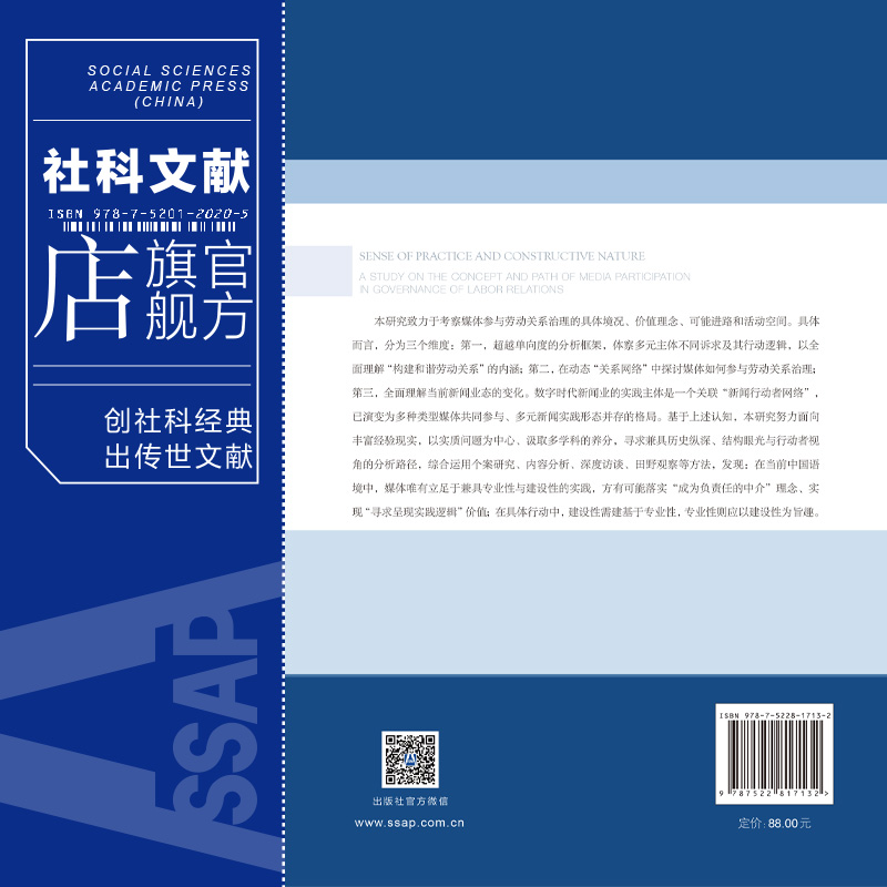 现货实践感与建设性：媒体参与劳动关系治理的理念与路径研究吴麟著中国劳动关系学院学术论丛社会科学文献出版社官方正版-图1