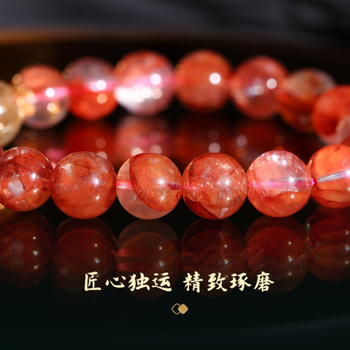 灵机麦玲玲红胶花钱源滚滚手链鸿运当头金富自来金发晶手串 - 图1