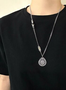 S925纯银金刚杵天珠项链复古扎基拉姆古巴链民族风重工男女款颈链