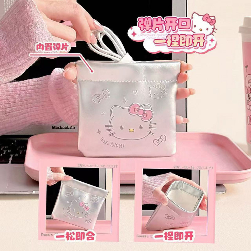 可爱kitty猫网纱化妆包透明手拿便携外出旅行收纳包随身简约包女