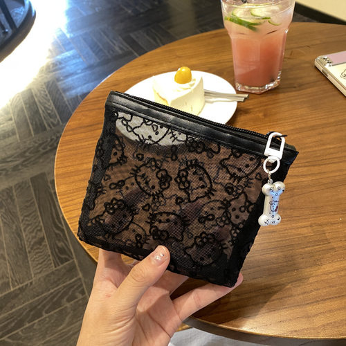 可爱kitty猫网纱化妆包透明手拿便携外出旅行收纳包随身简约包女 - 图2