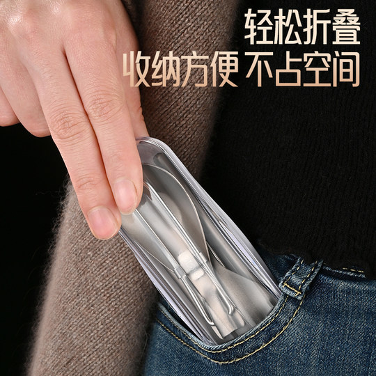 喜诗户外纯钛可折叠便携餐具野外餐勺元宝勺露营多功能刀勺叉筷子