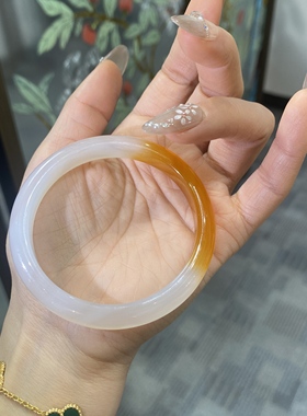 天然玛瑙手镯女高冰种香槟金