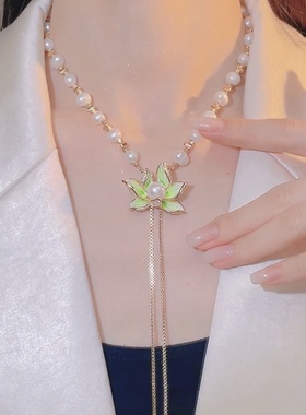 荷你相遇毛衣链项链女高级