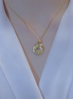 中国风福字项链2022年新款女钛钢高级感圆形轻奢大众设计锁骨链女