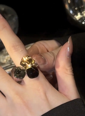 春夏几何方块戒指女潮