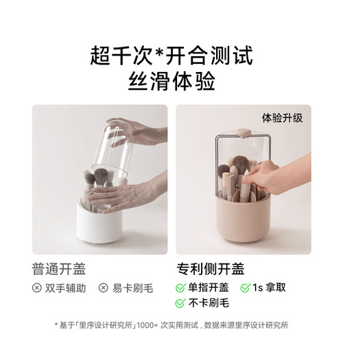 里序化妆刷收纳筒化妆品桌面收纳盒防尘带盖化妆刷桶梳妆台置物架 - 图0