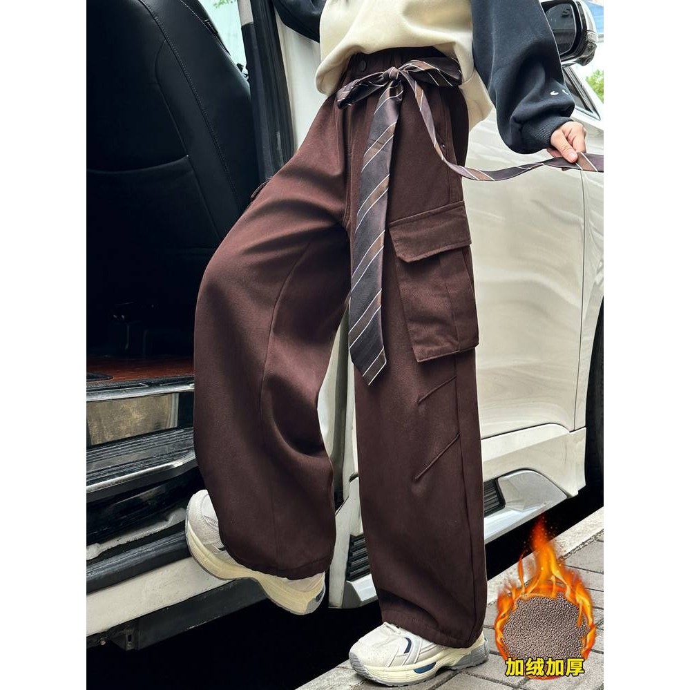 专柜品牌女童工装裤秋冬儿童加绒裤子女大童阔腿裤冬季加厚女孩运,淘宝优惠券,粉丝福利购,淘宝优惠卷