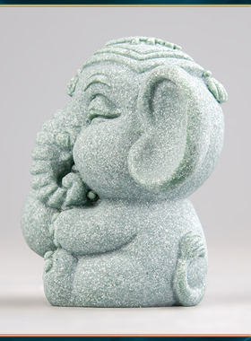 创意国潮吉祥大象寿桃茶宠摆件可爱大象家居客厅桌面玄关装饰造景