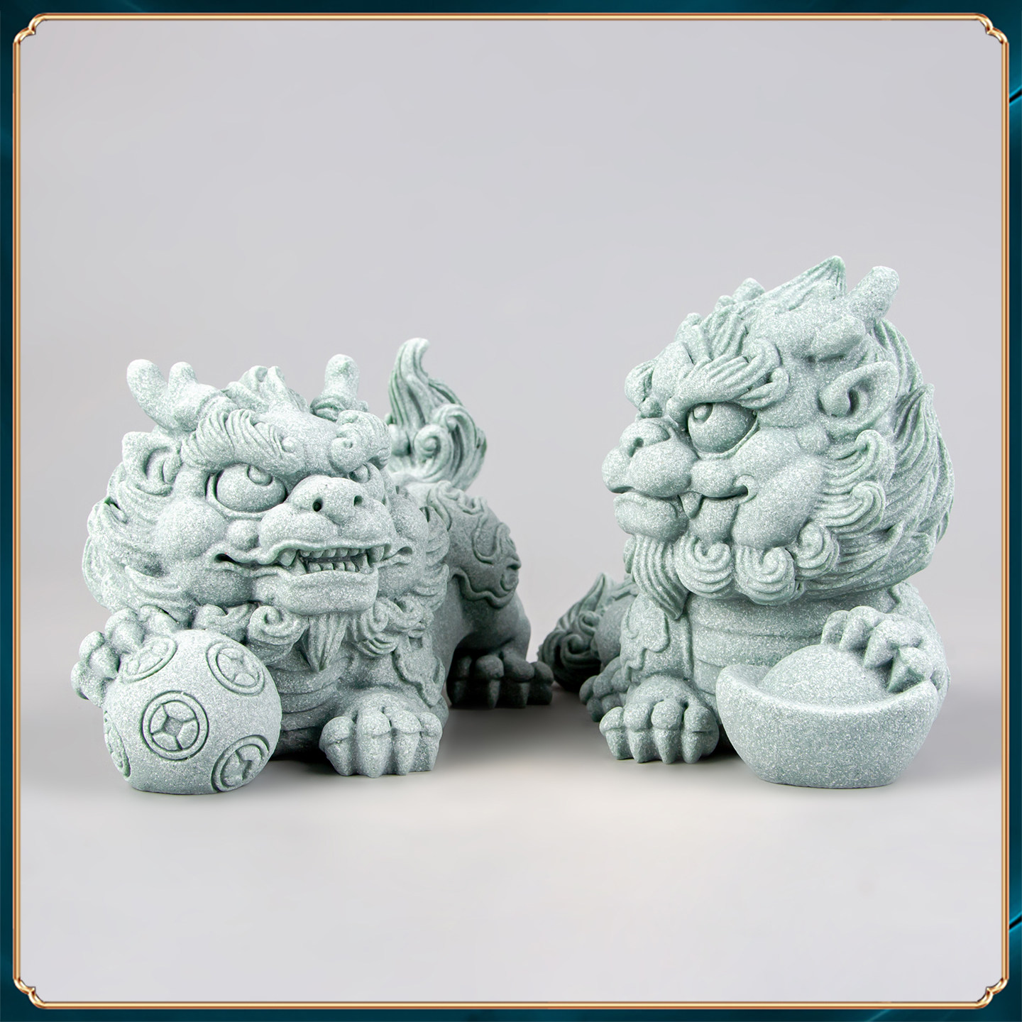 青砂石中国风祥瑞兽暴富双麟摆件办公室茶桌面茶宠园艺鱼缸装饰品,淘宝优惠券,粉丝福利购,淘宝优惠卷