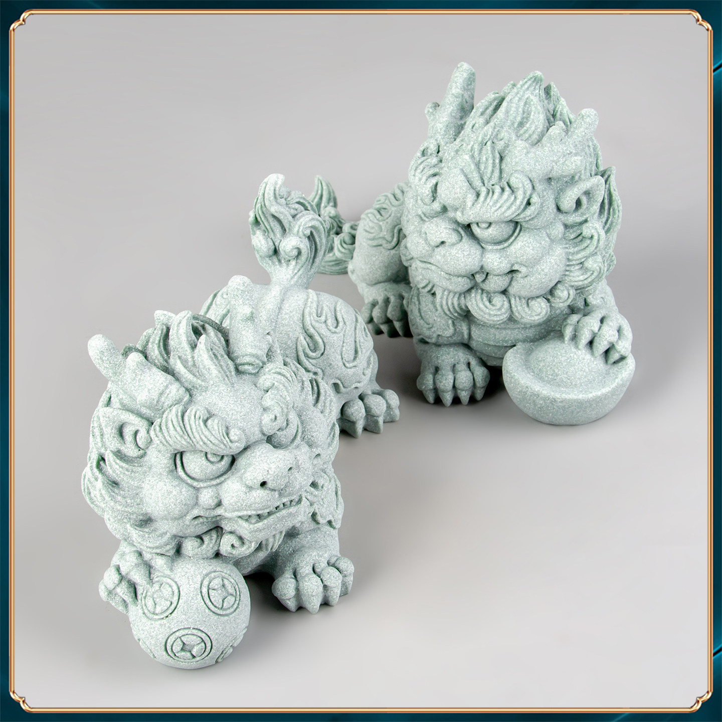 青砂石中国风祥瑞兽暴富双麟摆件办公室茶桌面茶宠园艺鱼缸装饰品,淘宝优惠券,粉丝福利购,淘宝优惠卷