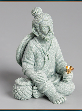 逗兽记青砂石国潮渔翁桌面香插