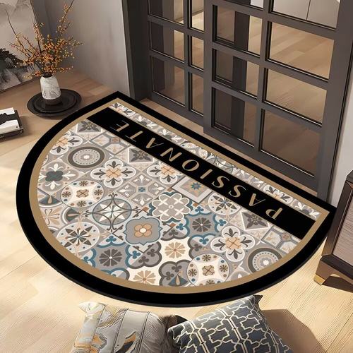 法式复古半圆形入户门地垫进门脚垫家用玄关地毯可裁剪防滑垫子 - 图2