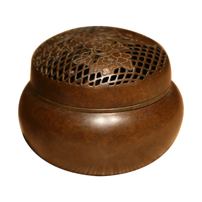 圆形纯铜手炉香道迷你室内香薰炉台湾紫铜檀香炉精品手工艺熏香炉 - 图3