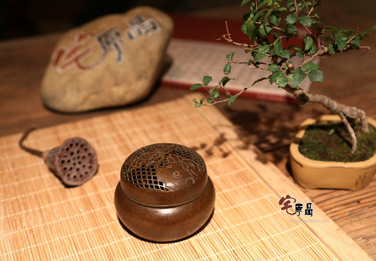 圆形纯铜手炉香道迷你室内香薰炉台湾紫铜檀香炉精品手工艺熏香炉 - 图2