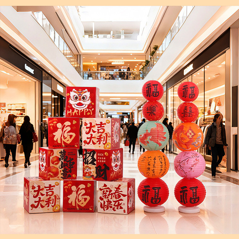 新年立柱灯笼马年装饰场景布置盒气氛地堆春节开门红商场福字摆件,淘宝优惠券,粉丝福利购,淘宝优惠卷