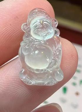 天然高冰玉髓佛公吊坠男女款