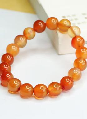 天然红玛瑙手链女款单圈6mm圆珠