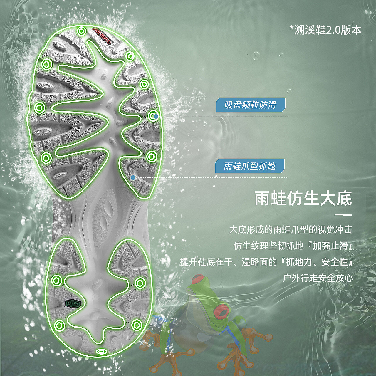 刘昊然同款探路者溯溪鞋男女2024年春夏季户外运动雨蛙防滑涉水鞋