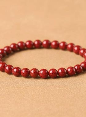 2026朱砂透光晶体砂手串本命年烫金款手链男女款礼物