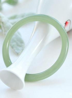 2026【和田玉】和田玉青玉细圆条手镯天然新疆青白玉手镯子少女款