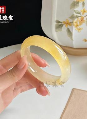 2026黄龙玉手镯冰种玉镯女天然玉石手镯黄玉翡翠黄翡金丝玉和田玉