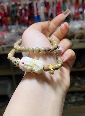 2026绿檀度母双圈手串简约个性设计感小众木质手链男女款饰品