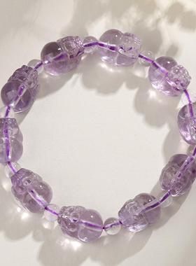 2026天然薰衣草紫水晶单圈手链随形不规则巴西紫水晶手串爱情宝石