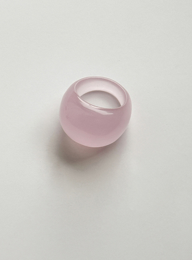 HOPIN粉色琉璃指环戒指