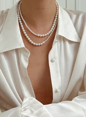 SCW短款珍珠项链时髦气质