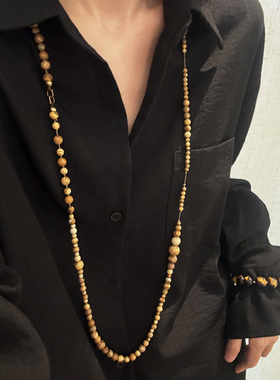 地图石长款手工编绳项链