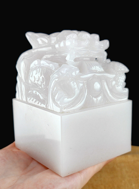 慈缘正堂汉白玉印章乾隆玉玺摆件