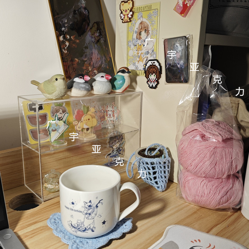 谷子吧唧桌面收纳盒整理盒透明徽章展示书桌面周边徽章谷子展示架 - 图2