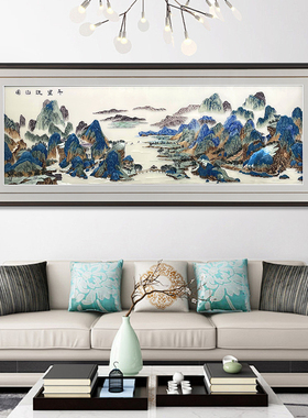 手工装饰画刺绣客厅背景墙山水画
