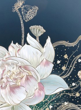 玄关荷花锦鲤图手工铜雕装饰画