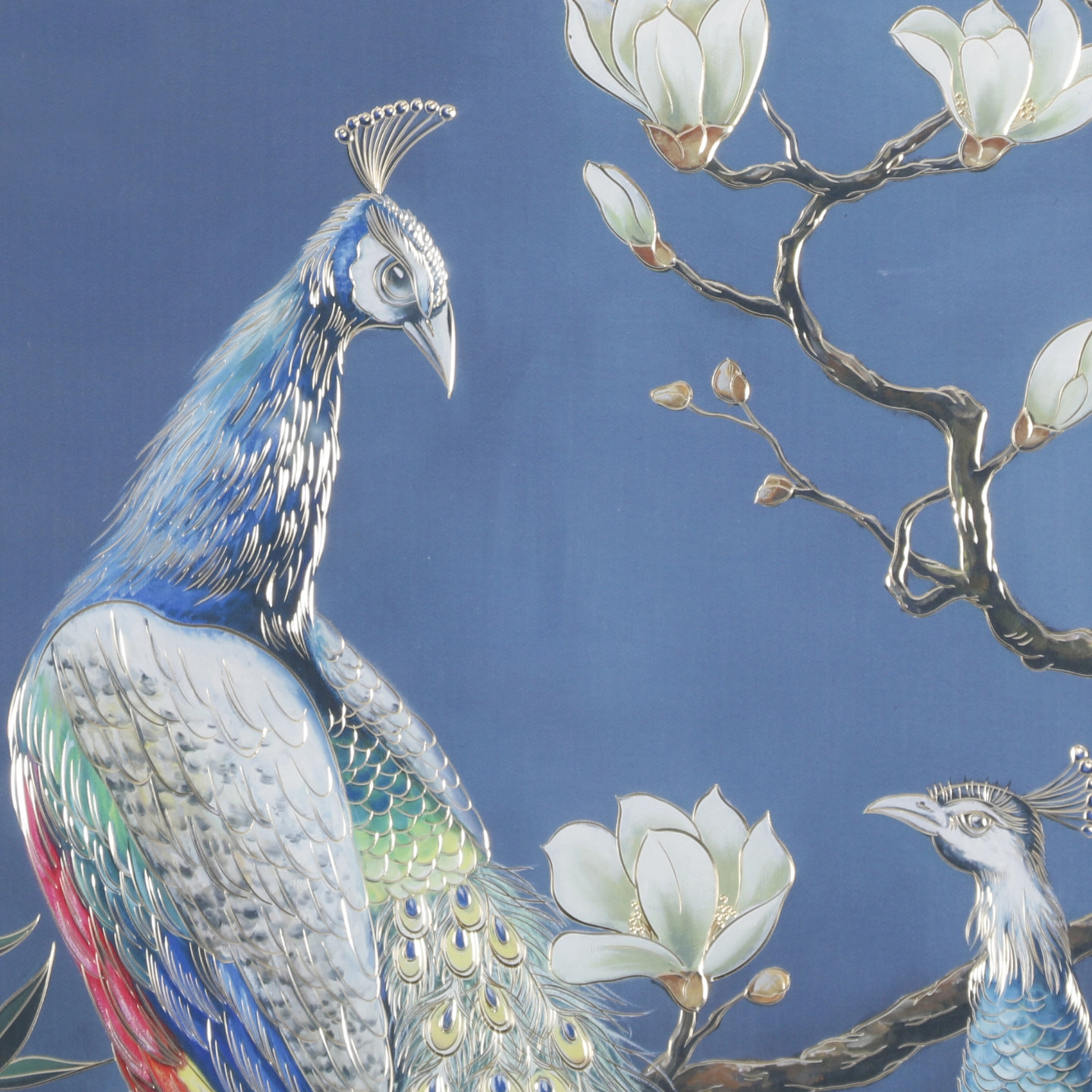 新中式玄关过道背景墙竖版挂画富贵吉祥铜雕画手工雕刻孔雀壁画