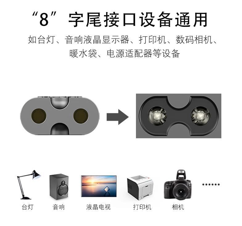 德达DDT-1A制氧机电源线家用氧气机专用8字孔两脚插头大功率-图3