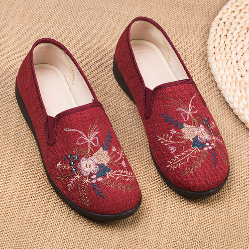 老北京布鞋女款单鞋软底防滑老人鞋春秋季妈妈舒适鞋老太太奶奶鞋 - 图0