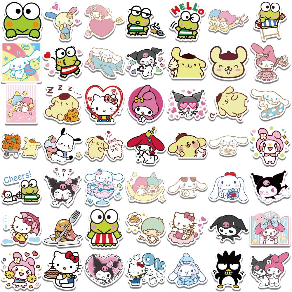 50/100pcs Mixed Cartoon Sanrio Stickers Cute Hello Kitty Cin-图3