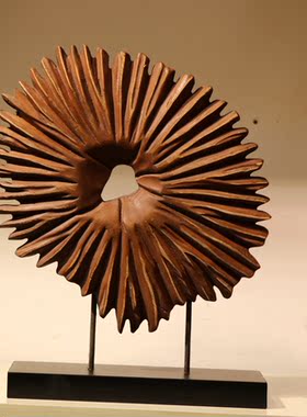 现代实木新中式禅意雕塑木雕摆件样板间售楼处客厅 家居装饰品