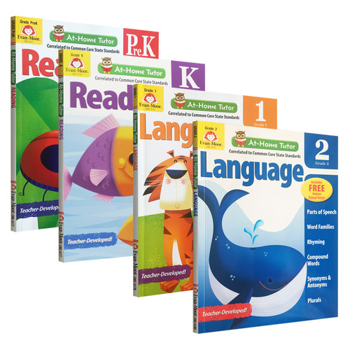 Evan-Moor At Home Tutor Reading&Language 家中导师系列 英语阅读能力 幼儿园小班至二年级 evanmoor 美国加州原版进口启蒙教辅 - 图1