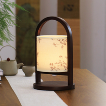 Living room Tea room Desktop Small table lamp New Chinese style Zen High-end National Wind Retro Decorated Solid Wood Superior Sense Charging Lamp