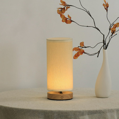 台灯床头柜桌灯充电日式侘寂风卧室高颜值遥控氛围触控睡眠小夜灯 - 图0