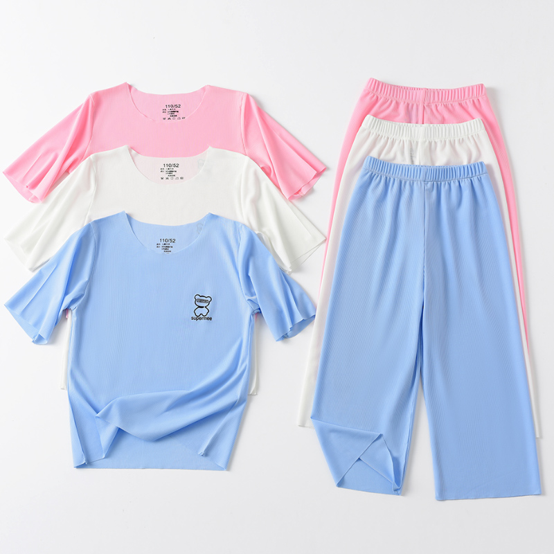 儿童睡衣冰丝夏季薄款男童女童家居服春秋女孩大童空调服男孩夏款_宝贝兜兜站_童装/婴儿装/亲子装-第2张图片-提都小院