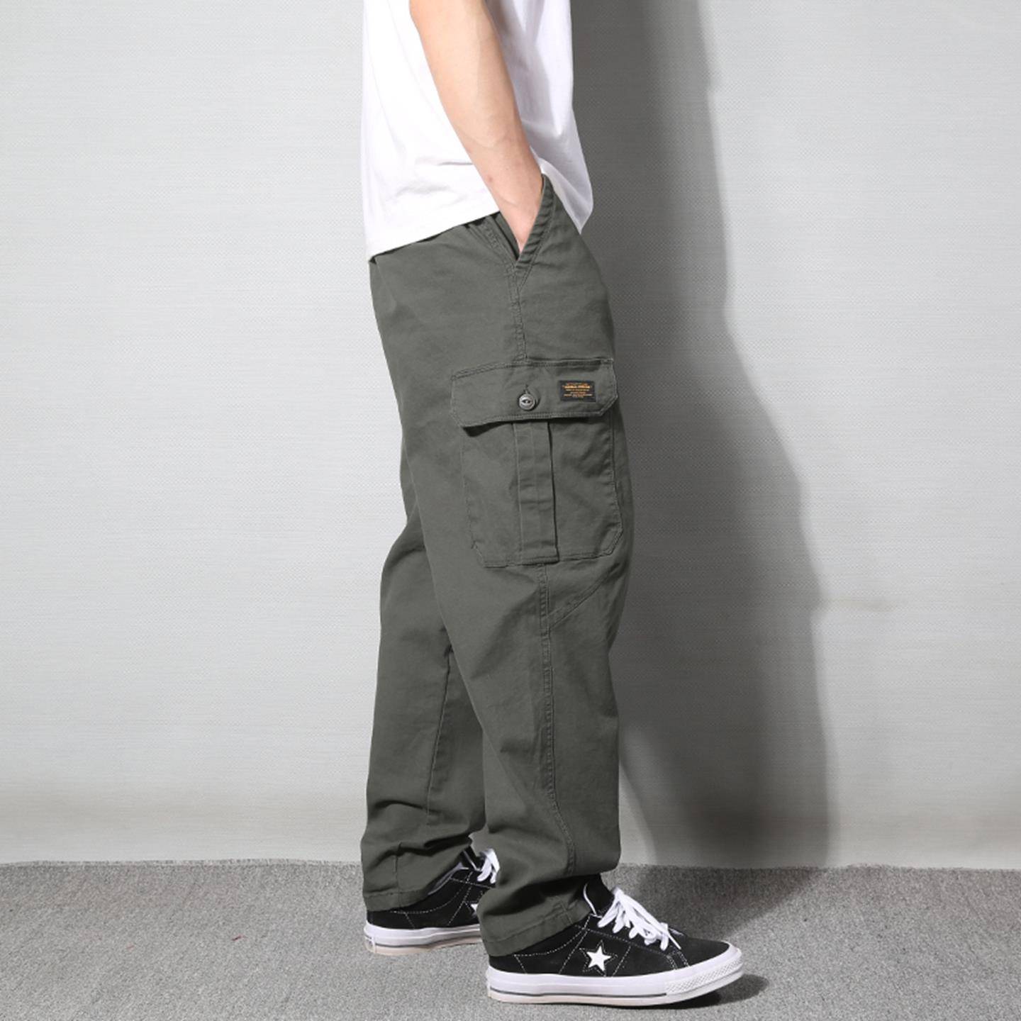 Home Daily~日系多口袋工装裤男直筒宽松休闲长裤哈伦锥形九分裤 - 图1