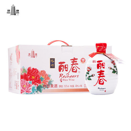 绍兴塔牌黄酒十年锦丽春酒428ml*6瓶整箱装手工冬酿花雕酒半干型 - 图0